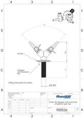 Two Way Wall Mounted Drop Lever Gas Tap - 900036